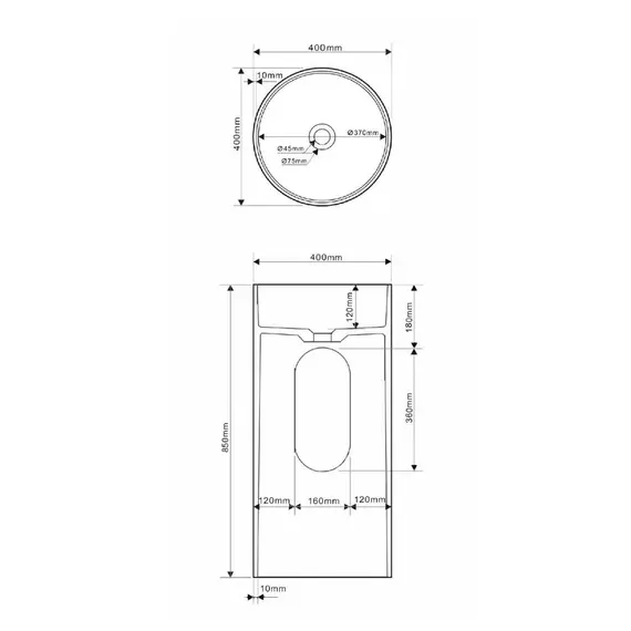 РАКОВИНА ОТДЕЛЬНОСТОЯЩАЯ ABBER STEIN AS2516-H БЕЛАЯ МАТОВАЯ