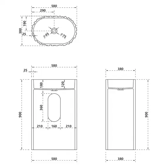 РАКОВИНА ОТДЕЛЬНОСТОЯЩАЯ ABBER STEIN AS2551-H БЕЛАЯ МАТОВАЯ