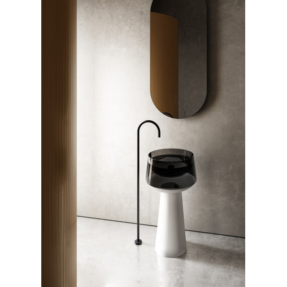 РАКОВИНА ОТДЕЛЬНОСТОЯЩАЯ ПРОЗРАЧНАЯ ABBER KRISTALL AT2706WHITE-ONYX БЕЛЫЙ/ЧЕРНЫЙ