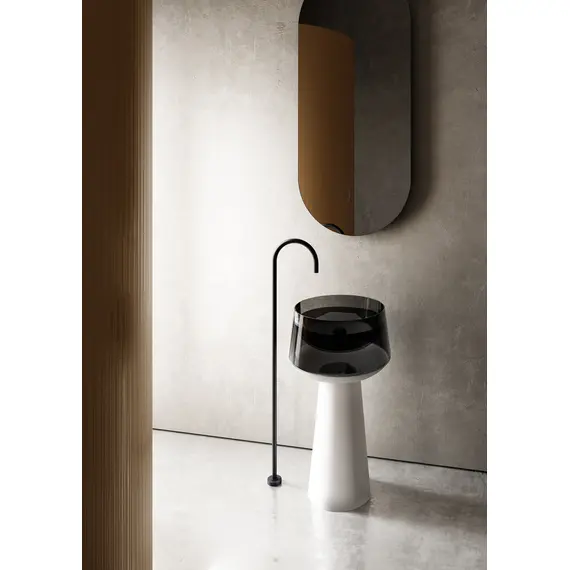 РАКОВИНА ОТДЕЛЬНОСТОЯЩАЯ ПРОЗРАЧНАЯ ABBER KRISTALL AT2706WHITE-ONYX БЕЛЫЙ/ЧЕРНЫЙ