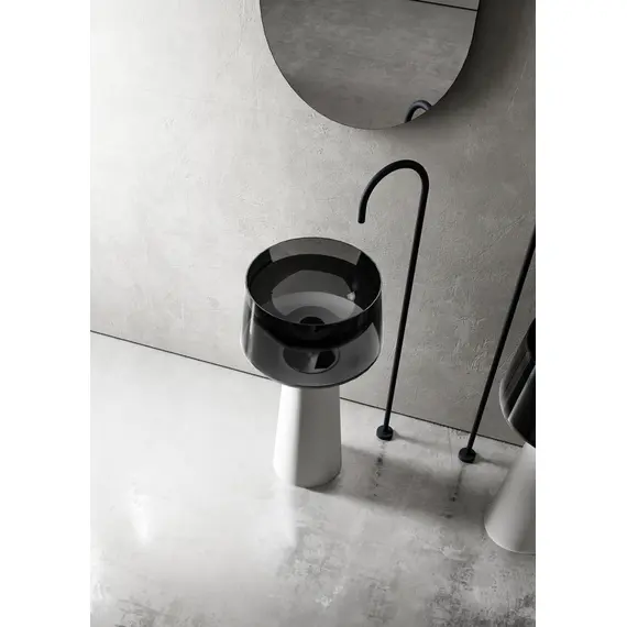 РАКОВИНА ОТДЕЛЬНОСТОЯЩАЯ ПРОЗРАЧНАЯ ABBER KRISTALL AT2706WHITE-ONYX БЕЛЫЙ/ЧЕРНЫЙ