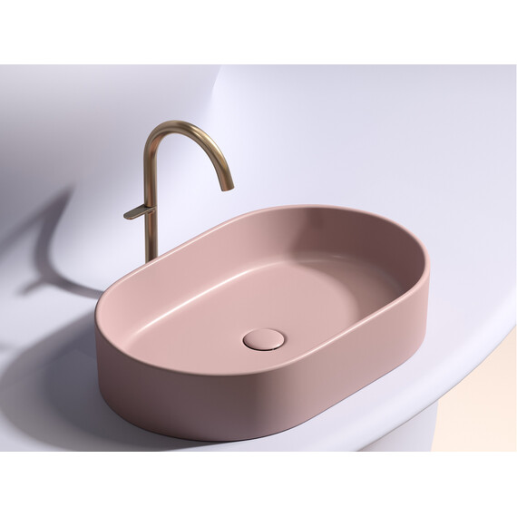 УМЫВАЛЬНИК ЧАША НАКЛАДНАЯ ОВАЛЬНАЯ CERAMICA NOVA ELEMENT (ЦВЕТ РОЗОВЫЙ МАТОВЫЙ) 608*385*122ММ