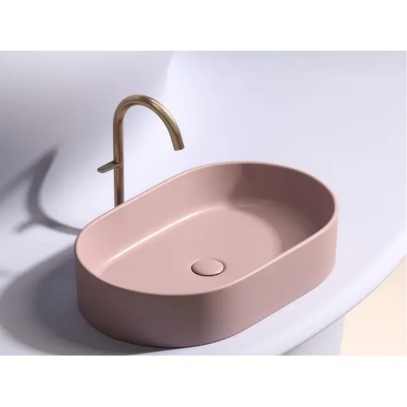 УМЫВАЛЬНИК ЧАША НАКЛАДНАЯ ОВАЛЬНАЯ CERAMICA NOVA ELEMENT (ЦВЕТ РОЗОВЫЙ МАТОВЫЙ) 608*385*122ММ