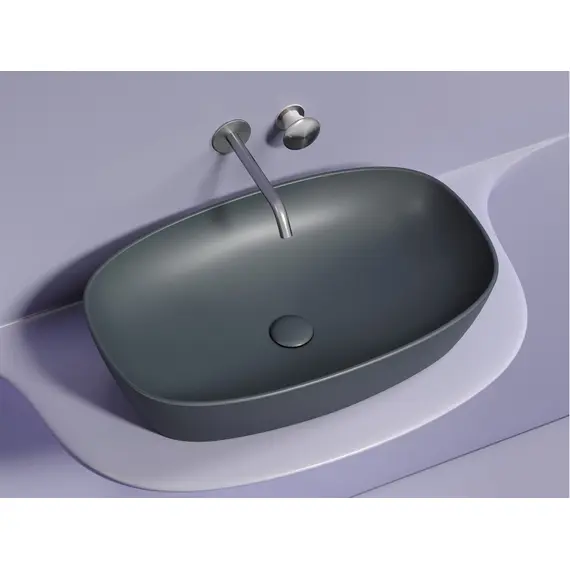 УМЫВАЛЬНИК ЧАША НАКЛАДНАЯ ОВАЛЬНАЯ CERAMICA NOVA ELEMENT (ЦВЕТ ТЕМНЫЙ АНТРАЦИТ МАТОВЫЙ) 600*380*138ММ