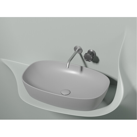 УМЫВАЛЬНИК ЧАША НАКЛАДНАЯ ОВАЛЬНАЯ CERAMICA NOVA ELEMENT (ЦВЕТ СЕРЫЙ МАТОВЫЙ) 600*380*138ММ