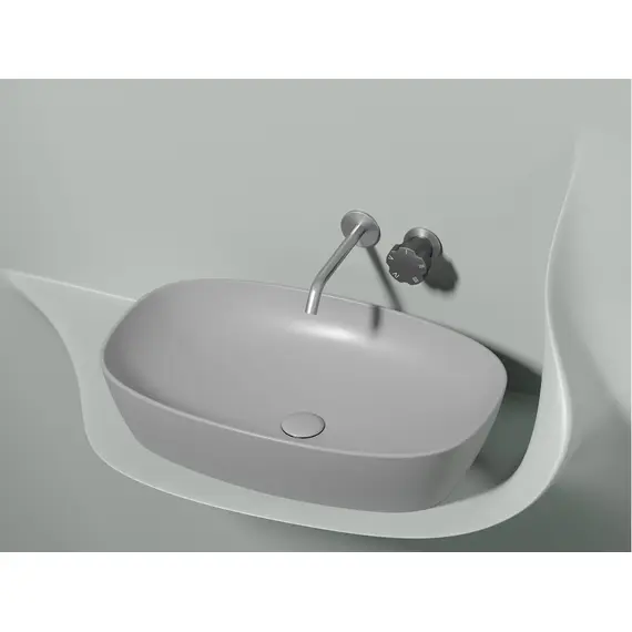 УМЫВАЛЬНИК ЧАША НАКЛАДНАЯ ОВАЛЬНАЯ CERAMICA NOVA ELEMENT (ЦВЕТ СЕРЫЙ МАТОВЫЙ) 600*380*138ММ