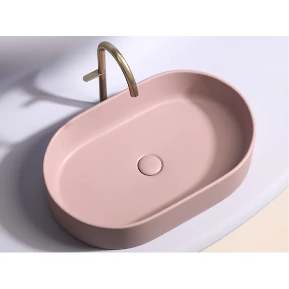 УМЫВАЛЬНИК ЧАША НАКЛАДНАЯ ОВАЛЬНАЯ CERAMICA NOVA ELEMENT (ЦВЕТ РОЗОВЫЙ МАТОВЫЙ) 608*385*122ММ