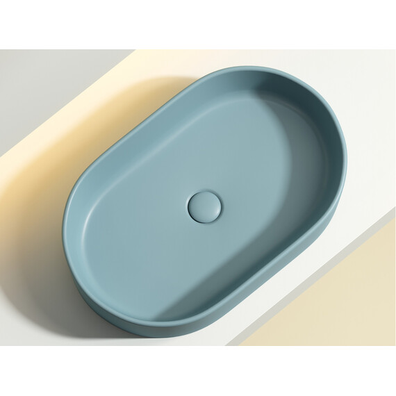 УМЫВАЛЬНИК ЧАША НАКЛАДНАЯ ОВАЛЬНАЯ CERAMICA NOVA ELEMENT 608X385X122 ММ, ЗЕЛЕНЫЙ МАТОВЫЙ