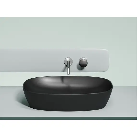 УМЫВАЛЬНИК ЧАША НАКЛАДНАЯ ОВАЛЬНАЯ CERAMICA NOVA ELEMENT (ЦВЕТ ЧЕРНЫЙ МАТОВЫЙ) 600*380*138ММ