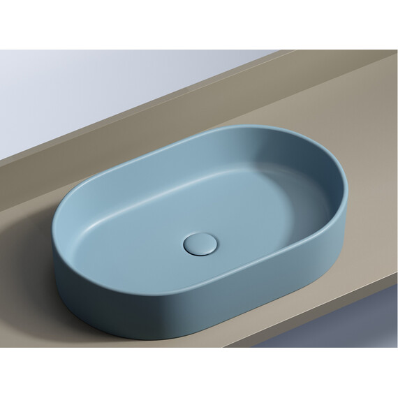 УМЫВАЛЬНИК ЧАША НАКЛАДНАЯ ОВАЛЬНАЯ CERAMICA NOVA ELEMENT 608X385X122 ММ, ГОЛУБОЙ МАТОВЫЙ