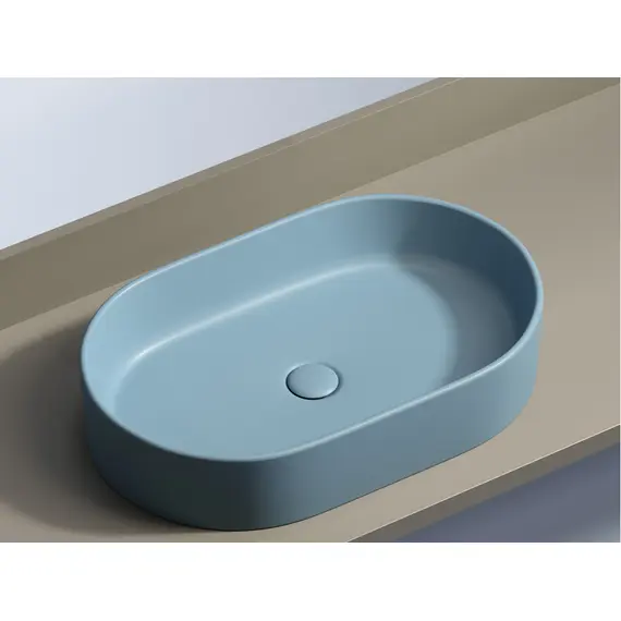 УМЫВАЛЬНИК ЧАША НАКЛАДНАЯ ОВАЛЬНАЯ CERAMICA NOVA ELEMENT 608X385X122 ММ, ГОЛУБОЙ МАТОВЫЙ