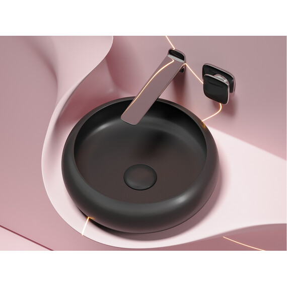 УМЫВАЛЬНИК ЧАША НАКЛАДНАЯ КРУГЛАЯ CERAMICA NOVA ELEMENT (ЦВЕТ ЧЕРНЫЙ МАТОВЫЙ) 360*360*120ММ