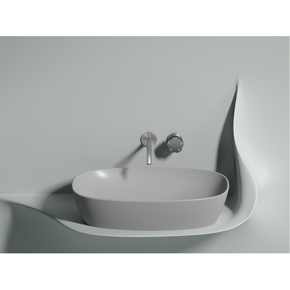 УМЫВАЛЬНИК ЧАША НАКЛАДНАЯ ОВАЛЬНАЯ CERAMICA NOVA ELEMENT (ЦВЕТ СЕРЫЙ МАТОВЫЙ) 600*380*138ММ