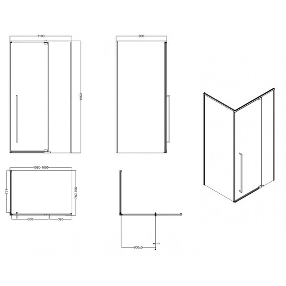 ДУШЕВОЕ ОГРАЖДЕНИЕ ESBANO ESA-119PS-GM 110X90X195