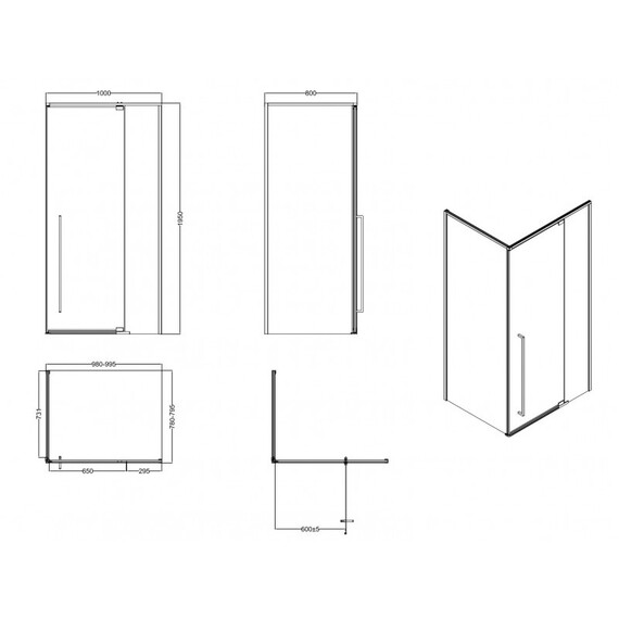 ДУШЕВОЕ ОГРАЖДЕНИЕ ESBANO ESA-108PS-GM 100X80X195
