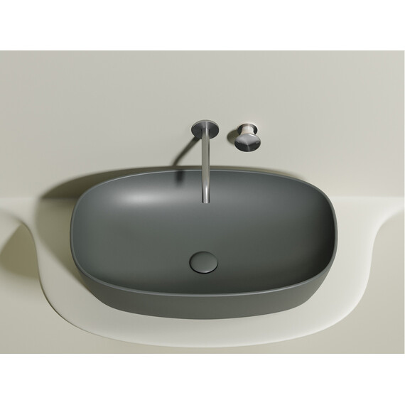 УМЫВАЛЬНИК ЧАША НАКЛАДНАЯ ОВАЛЬНАЯ CERAMICA NOVA ELEMENT (ЦВЕТ АНТРАЦИТ МАТОВЫЙ) 600*380*138ММ