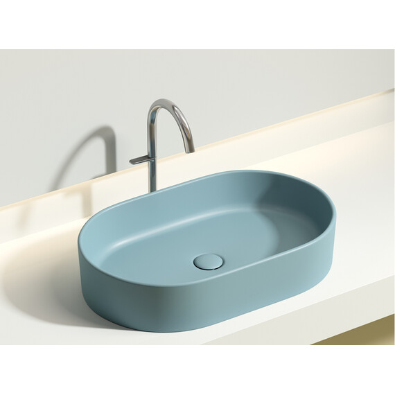 УМЫВАЛЬНИК ЧАША НАКЛАДНАЯ ОВАЛЬНАЯ CERAMICA NOVA ELEMENT 608X385X122 ММ, ЗЕЛЕНЫЙ МАТОВЫЙ