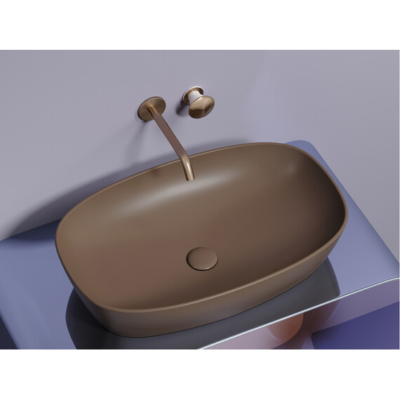 УМЫВАЛЬНИК ЧАША НАКЛАДНАЯ ОВАЛЬНАЯ CERAMICA NOVA ELEMENT (ЦВЕТ ТЕМНО-КОРИЧНЕВЫЙ МАТОВЫЙ) 600*380*138ММ