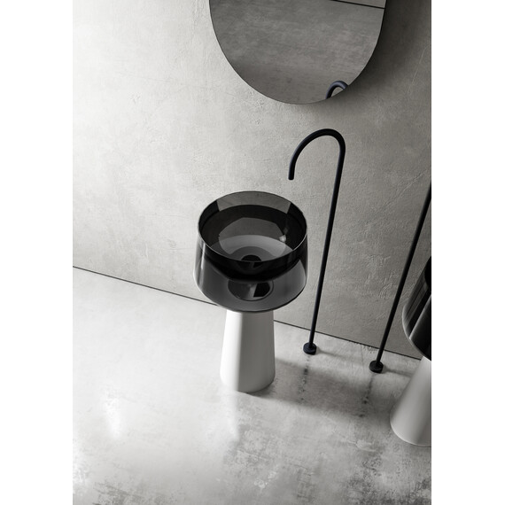 РАКОВИНА ОТДЕЛЬНОСТОЯЩАЯ ПРОЗРАЧНАЯ ABBER KRISTALL AT2706WHITE-ONYX БЕЛЫЙ/ЧЕРНЫЙ