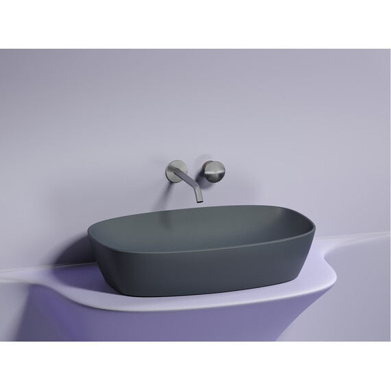 УМЫВАЛЬНИК ЧАША НАКЛАДНАЯ ОВАЛЬНАЯ CERAMICA NOVA ELEMENT (ЦВЕТ ТЕМНЫЙ АНТРАЦИТ МАТОВЫЙ) 600*380*138ММ