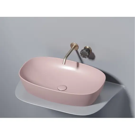 УМЫВАЛЬНИК ЧАША НАКЛАДНАЯ ОВАЛЬНАЯ CERAMICA NOVA ELEMENT (ЦВЕТ РОЗОВЫЙ МАТОВЫЙ) 600*380*138ММ