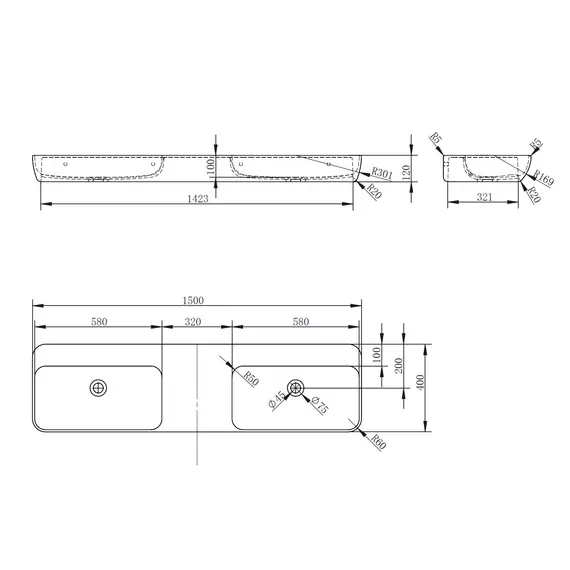 РАКОВИНА ПОДВЕСНАЯ ПРОЗРАЧНАЯ ABBER KRISTALL AT2807RUBIN ДВОЙНАЯ, КРАСНАЯ