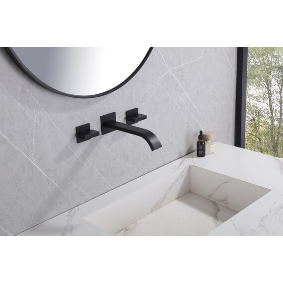 СМЕСИТЕЛЬ ABBER WASSERFALL AF8612B ДЛЯ РАКОВИНЫ СКРЫТОГО МОНТАЖА, ЧЕРНЫЙ МАТОВЫЙ