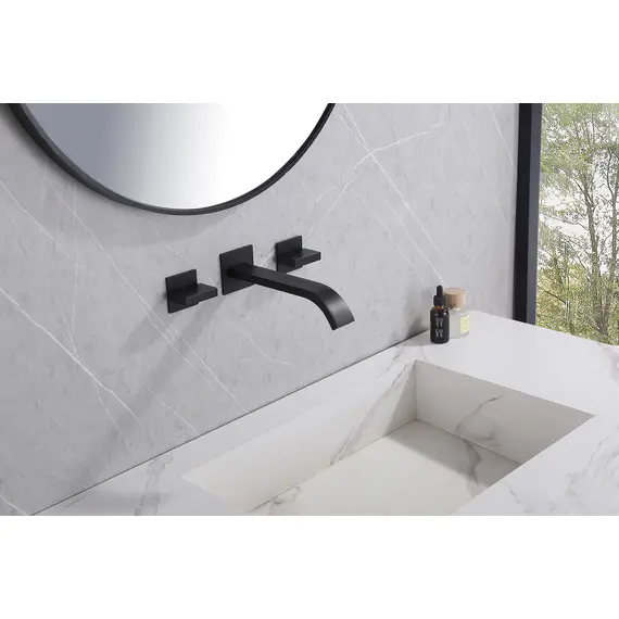 СМЕСИТЕЛЬ ABBER WASSERFALL AF8612B ДЛЯ РАКОВИНЫ СКРЫТОГО МОНТАЖА, ЧЕРНЫЙ МАТОВЫЙ