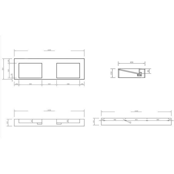 РАКОВИНА ПОДВЕСНАЯ ABBER STEIN AS2643-1.5 ДВОЙНАЯ, БЕЛАЯ МАТОВАЯ
