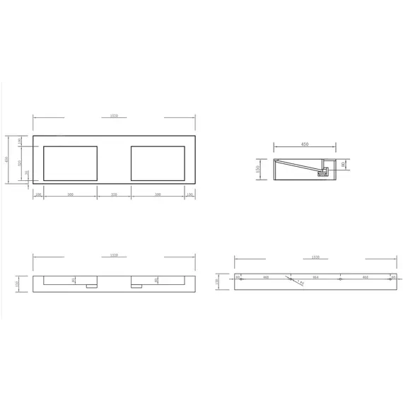 РАКОВИНА ПОДВЕСНАЯ ABBER STEIN AS2643-1.5 ДВОЙНАЯ, БЕЛАЯ МАТОВАЯ