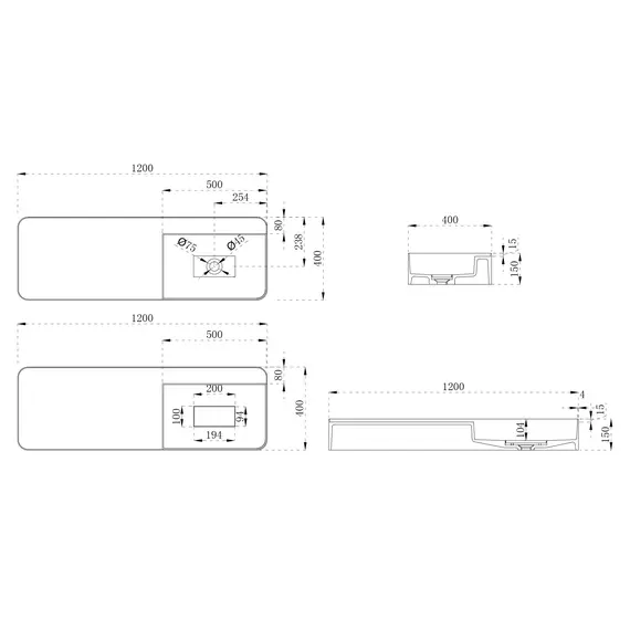 РАКОВИНА ПОДВЕСНАЯ ABBER STEIN AS2627-1.2 БЕЛАЯ МАТОВАЯ