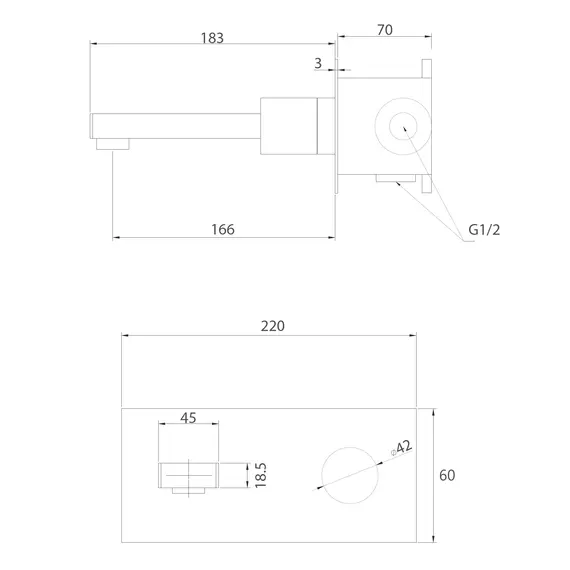 СМЕСИТЕЛЬ ABBER RUND AF8712G ДЛЯ РАКОВИНЫ СКРЫТОГО МОНТАЖА, ЗОЛОТО МАТОВОЕ