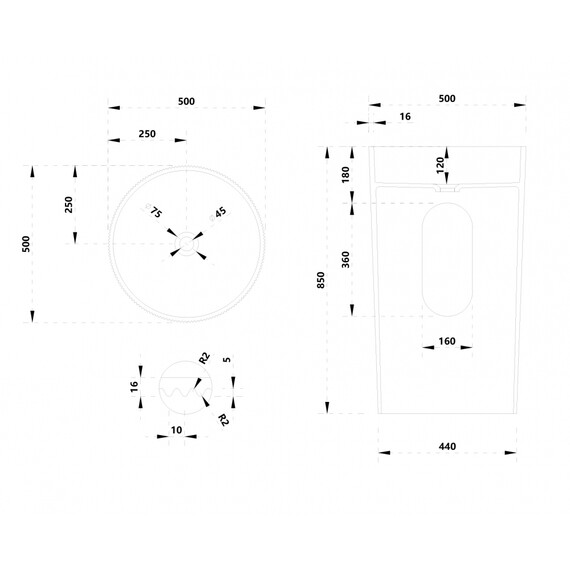 РАКОВИНА ОТДЕЛЬНОСТОЯЩАЯ ABBER STEIN AS2501-H БЕЛАЯ МАТОВАЯ