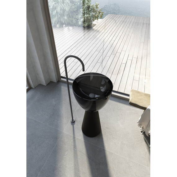 РАКОВИНА ОТДЕЛЬНОСТОЯЩАЯ ПРОЗРАЧНАЯ ABBER AT2703ONYX-BLACK ЧЕРНЫЙ/ЧЕРНЫЙ МАТОВЫЙ