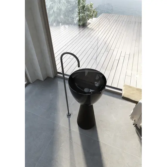 РАКОВИНА ОТДЕЛЬНОСТОЯЩАЯ ПРОЗРАЧНАЯ ABBER AT2703ONYX-BLACK ЧЕРНЫЙ/ЧЕРНЫЙ МАТОВЫЙ