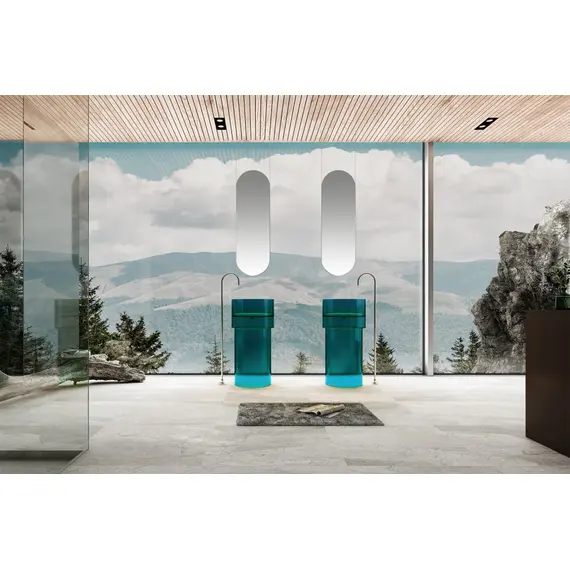 РАКОВИНА ОТДЕЛЬНОСТОЯЩАЯ ПРОЗРАЧНАЯ ABBER KRISTALL AT2701AQUAMARIN-H БИРЮЗОВАЯ