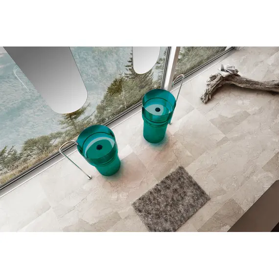 РАКОВИНА ОТДЕЛЬНОСТОЯЩАЯ ПРОЗРАЧНАЯ ABBER KRISTALL AT2701AQUAMARIN-H БИРЮЗОВАЯ