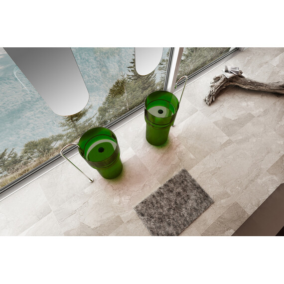 РАКОВИНА ОТДЕЛЬНОСТОЯЩАЯ ПРОЗРАЧНАЯ ABBER KRISTALL AT2701EMERALD-H ЗЕЛЕНАЯ