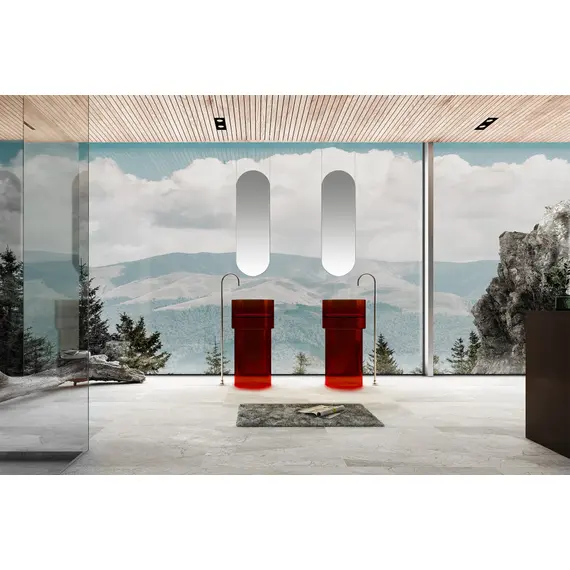 РАКОВИНА ОТДЕЛЬНОСТОЯЩАЯ ПРОЗРАЧНАЯ ABBER KRISTALL AT2701RUBIN-H КРАСНАЯ