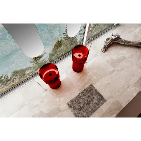 РАКОВИНА ОТДЕЛЬНОСТОЯЩАЯ ПРОЗРАЧНАЯ ABBER KRISTALL AT2701RUBIN-H КРАСНАЯ