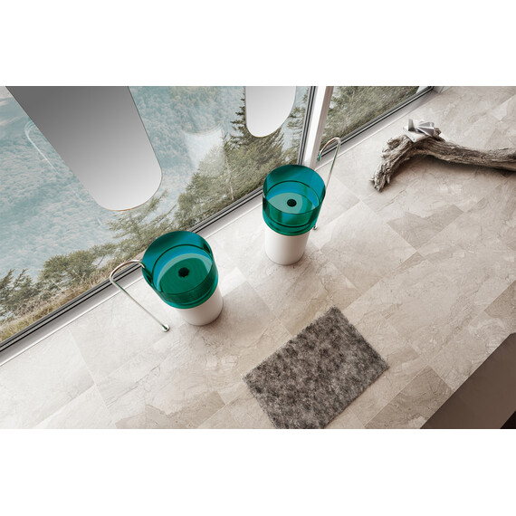 РАКОВИНА ОТДЕЛЬНОСТОЯЩАЯ ПРОЗРАЧНАЯ ABBER KRISTALL AT2701WHITE-AQUAMARIN БЕЛЫЙ/БИРЮЗОВЫЙ