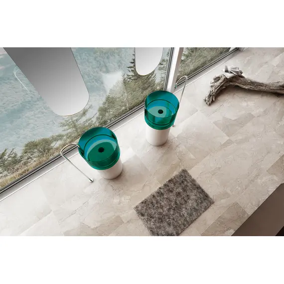 РАКОВИНА ОТДЕЛЬНОСТОЯЩАЯ ПРОЗРАЧНАЯ ABBER KRISTALL AT2701WHITE-AQUAMARIN БЕЛЫЙ/БИРЮЗОВЫЙ