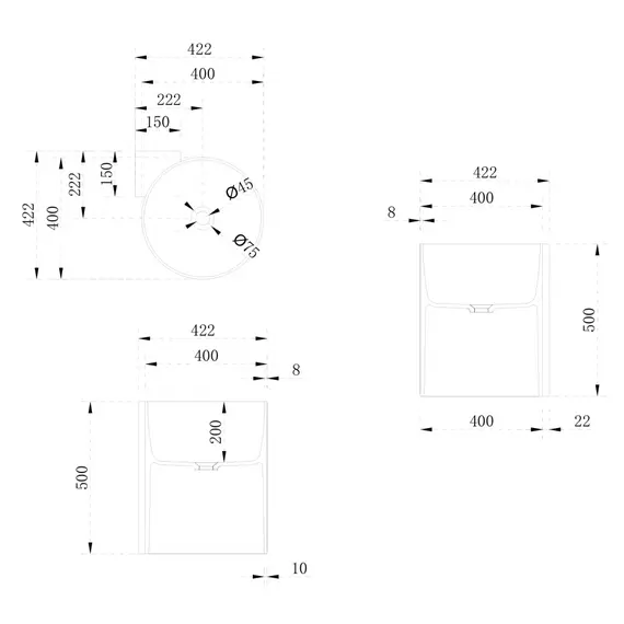 РАКОВИНА ПОДВЕСНАЯ ABBER STEIN AS2625 БЕЛАЯ МАТОВАЯ