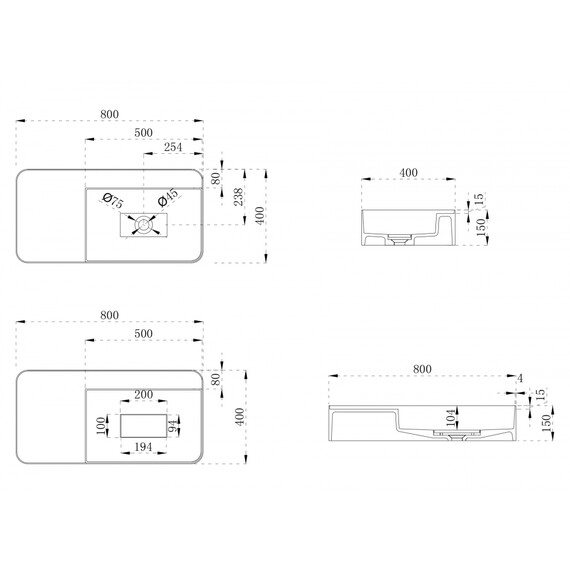 РАКОВИНА ПОДВЕСНАЯ ABBER STEIN AS2627-0.8 БЕЛАЯ МАТОВАЯ