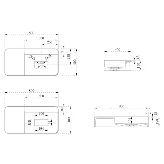 РАКОВИНА ПОДВЕСНАЯ ABBER STEIN AS2627-0.8 БЕЛАЯ МАТОВАЯ