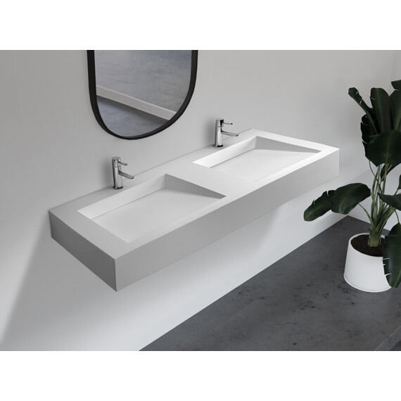 РАКОВИНА ПОДВЕСНАЯ ABBER STEIN AS2643-1.2 ДВОЙНАЯ, БЕЛАЯ МАТОВАЯ