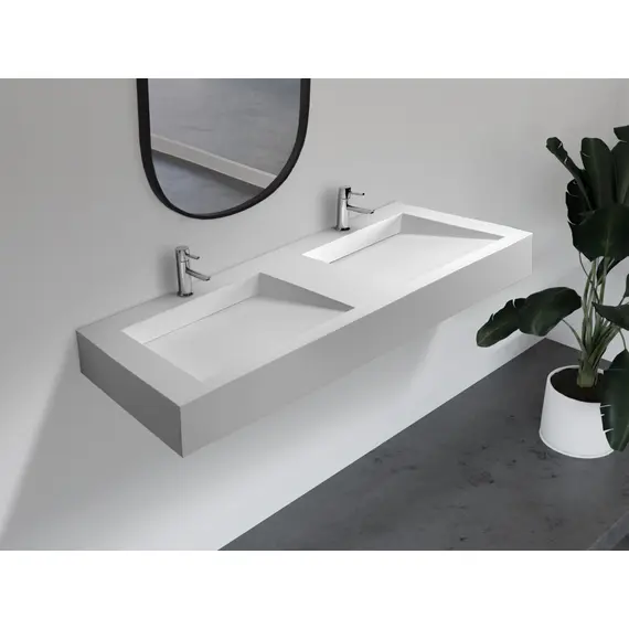 РАКОВИНА ПОДВЕСНАЯ ABBER STEIN AS2643-1.5 ДВОЙНАЯ, БЕЛАЯ МАТОВАЯ