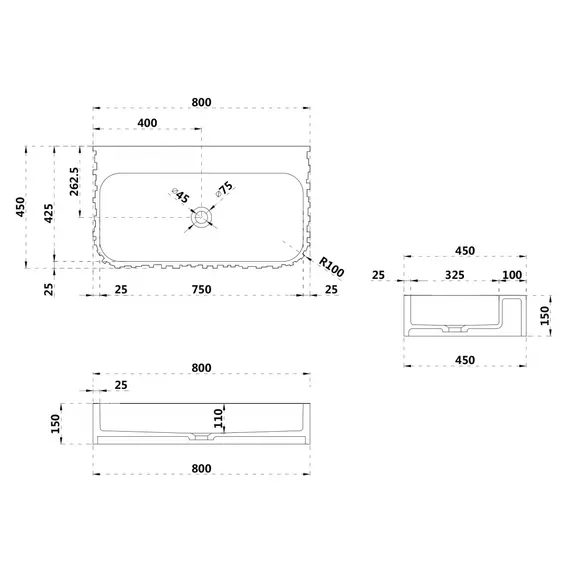 РАКОВИНА ПОДВЕСНАЯ ABBER STEIN AS2652-0.8 БЕЛАЯ МАТОВАЯ