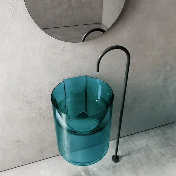 РАКОВИНА ПОДВЕСНАЯ ПРОЗРАЧНАЯ ABBER KRISTALL AT2704AQUAMARIN БИРЮЗОВАЯ