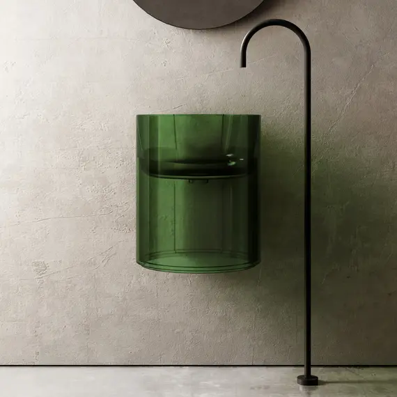 РАКОВИНА ПОДВЕСНАЯ ПРОЗРАЧНАЯ ABBER KRISTALL AT2704EMERALD ЗЕЛЕНАЯ